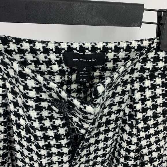Who What Wear Skirt Black Houndstooth Tweed Pleated Midi Birdcage - Picture 4 of 8